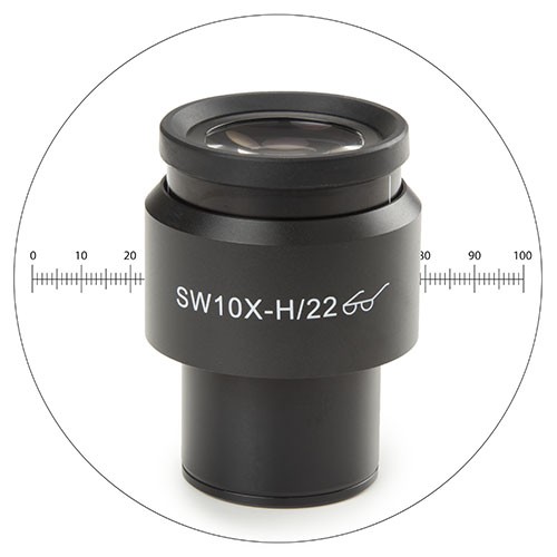 Ocular súper gran campo SWF10x/22 mm con escala micrométro 10/100 mm. 